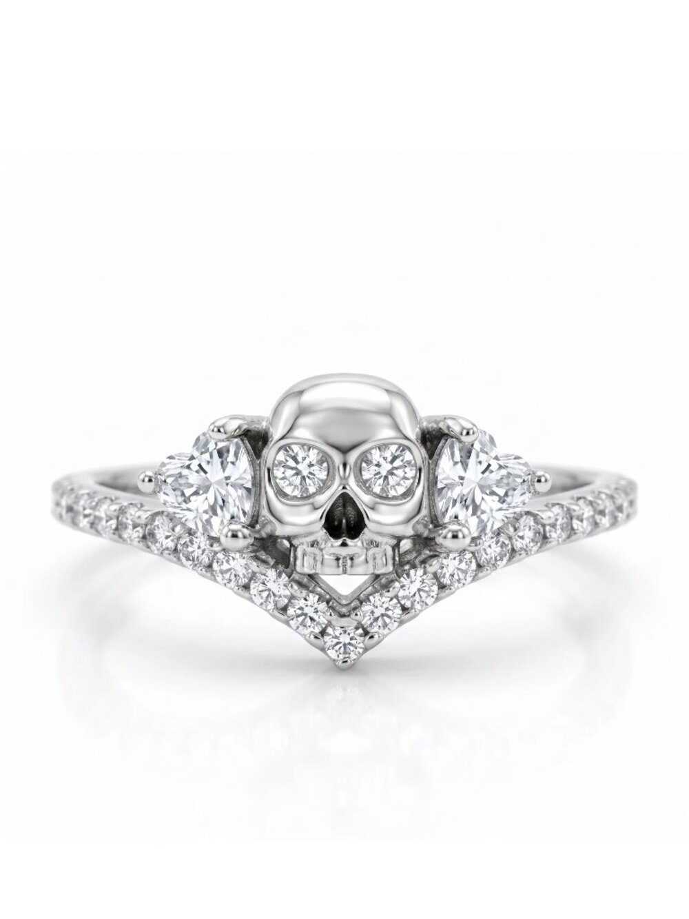 Skull Wishbone ring with Swarovski Crystals Charmed Aroma Skull Collection